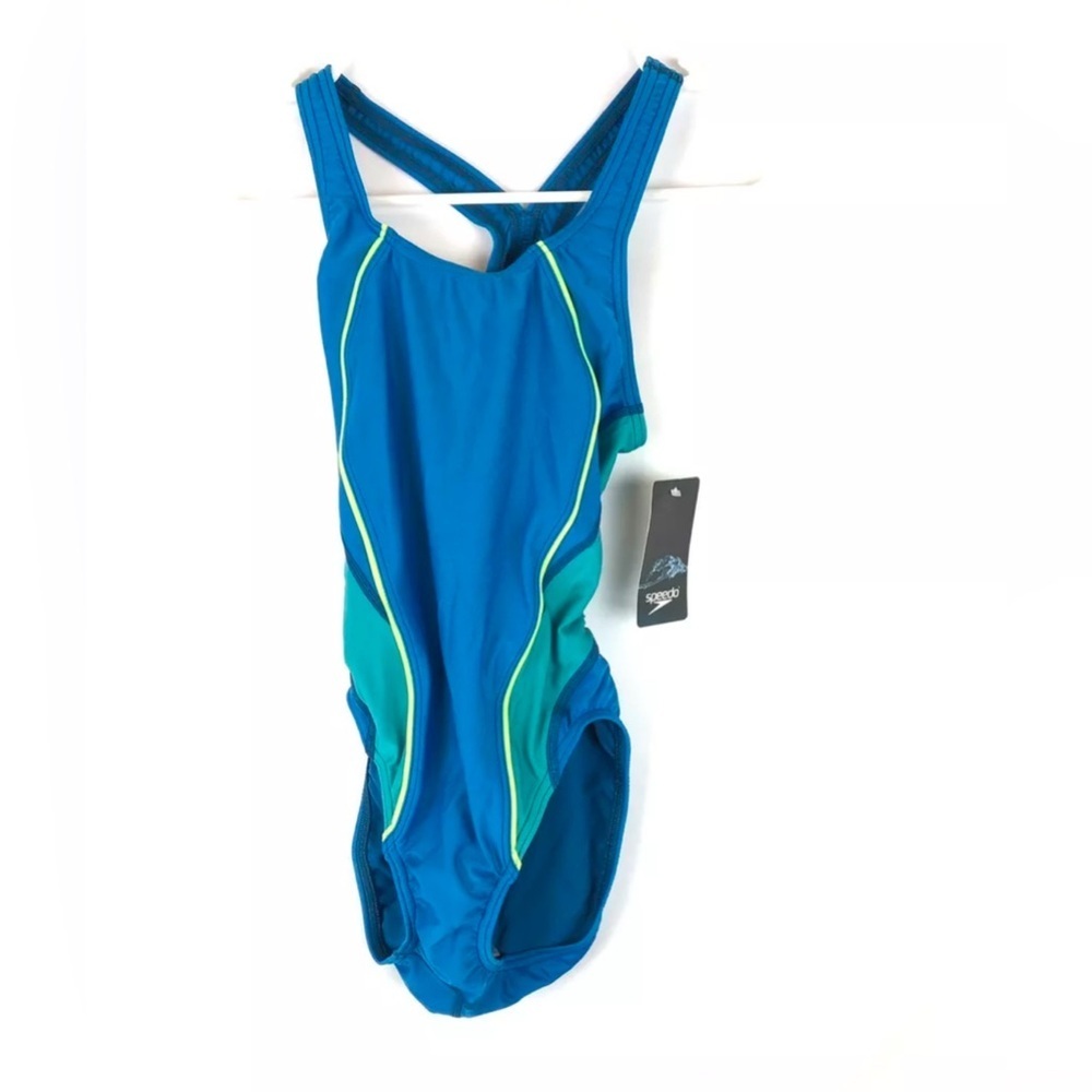 Speedo, Women’s Pro Lt Blue Racerback One Piece Swimsuit, Size 26